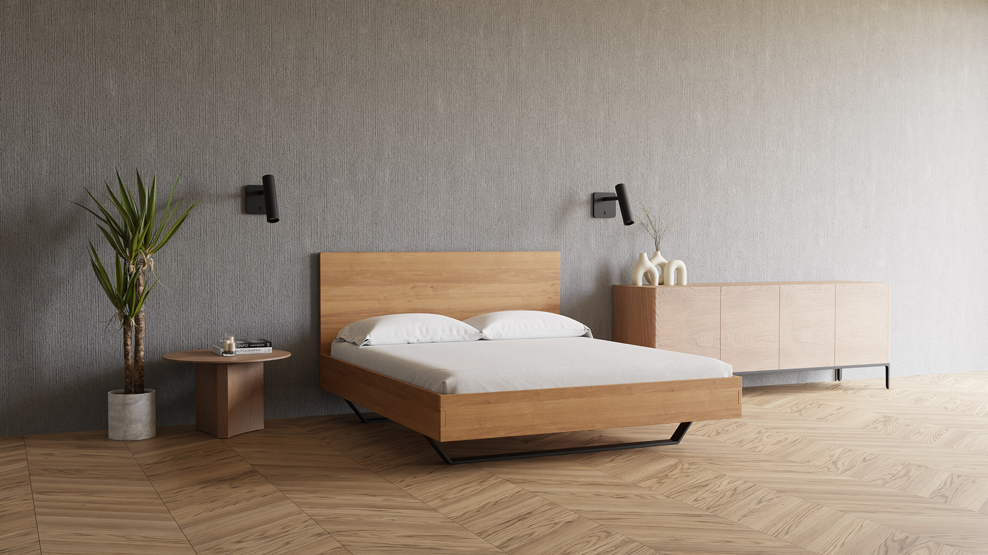 łóżko dębowe nowoczesne